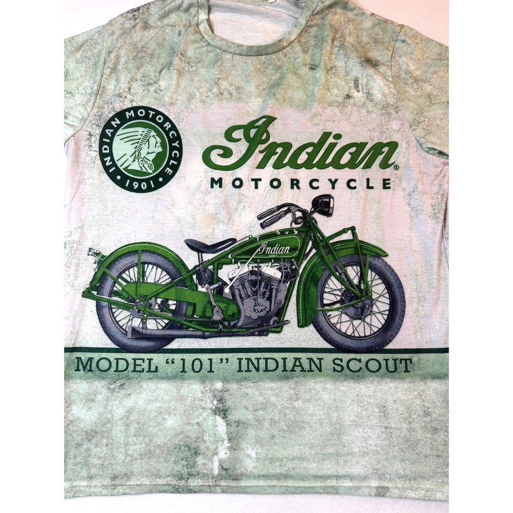 Indian Motorcycle T-Shirt Mens Large Green - Picture 2 of 6